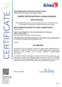 5 Fabrika Uretim Kontrol Uygunluk Belgesi 15088 TR P1 Sertifikalarımız