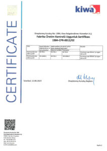 5 Fabrika Uretim Kontrol Uygunluk Belgesi 15088 TR P2 Sertifikalarımız